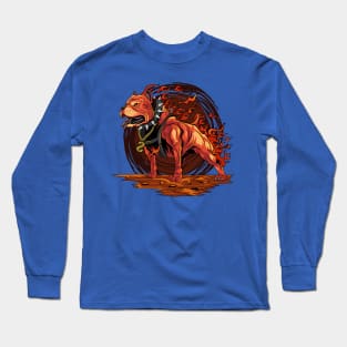 dog Pitbull fire Long Sleeve T-Shirt